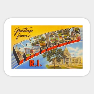 Greetings from Providence Rhode Island, Vintage Large Letter Postcard Sticker